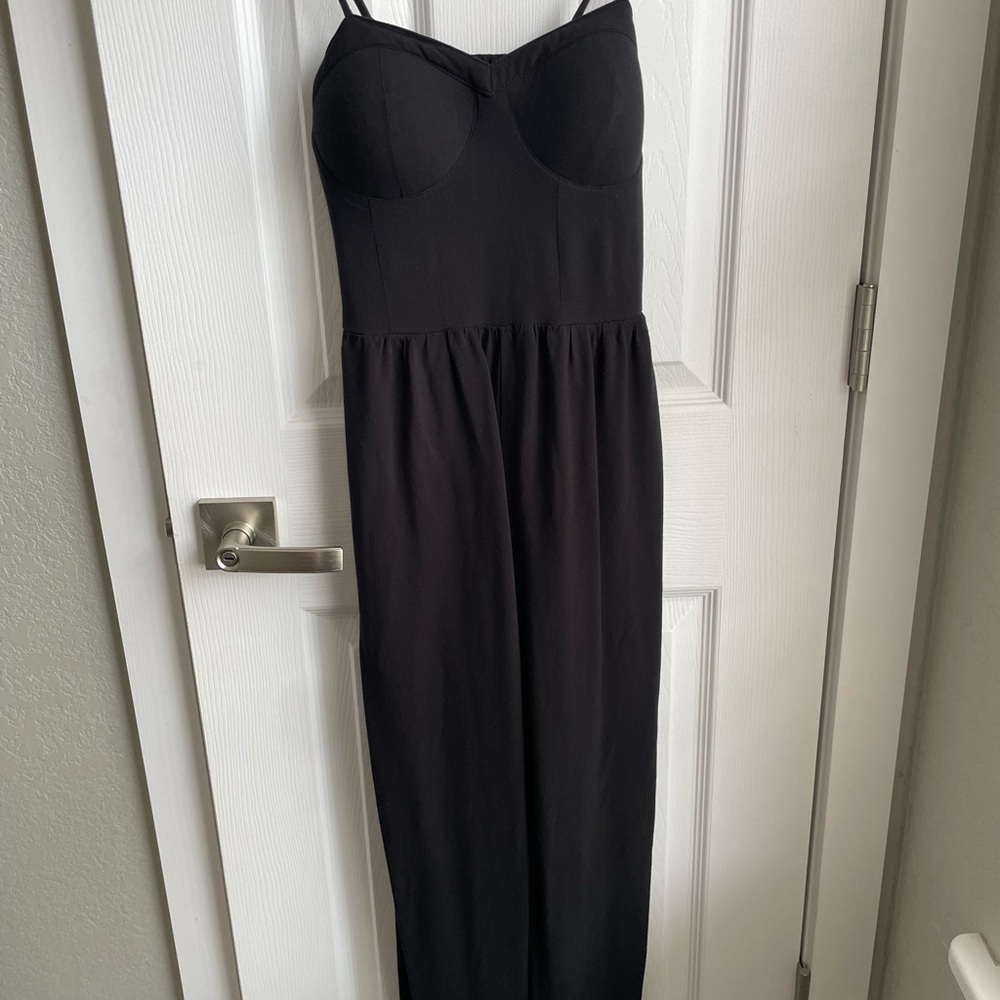 Black Spaghetti Strap Jumpsuit with Pockets